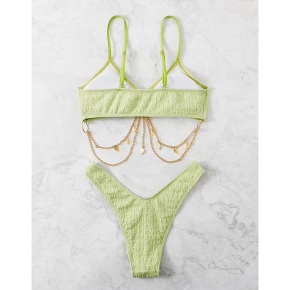 Textured Chain Decor Bikini - Picture 2 of 5